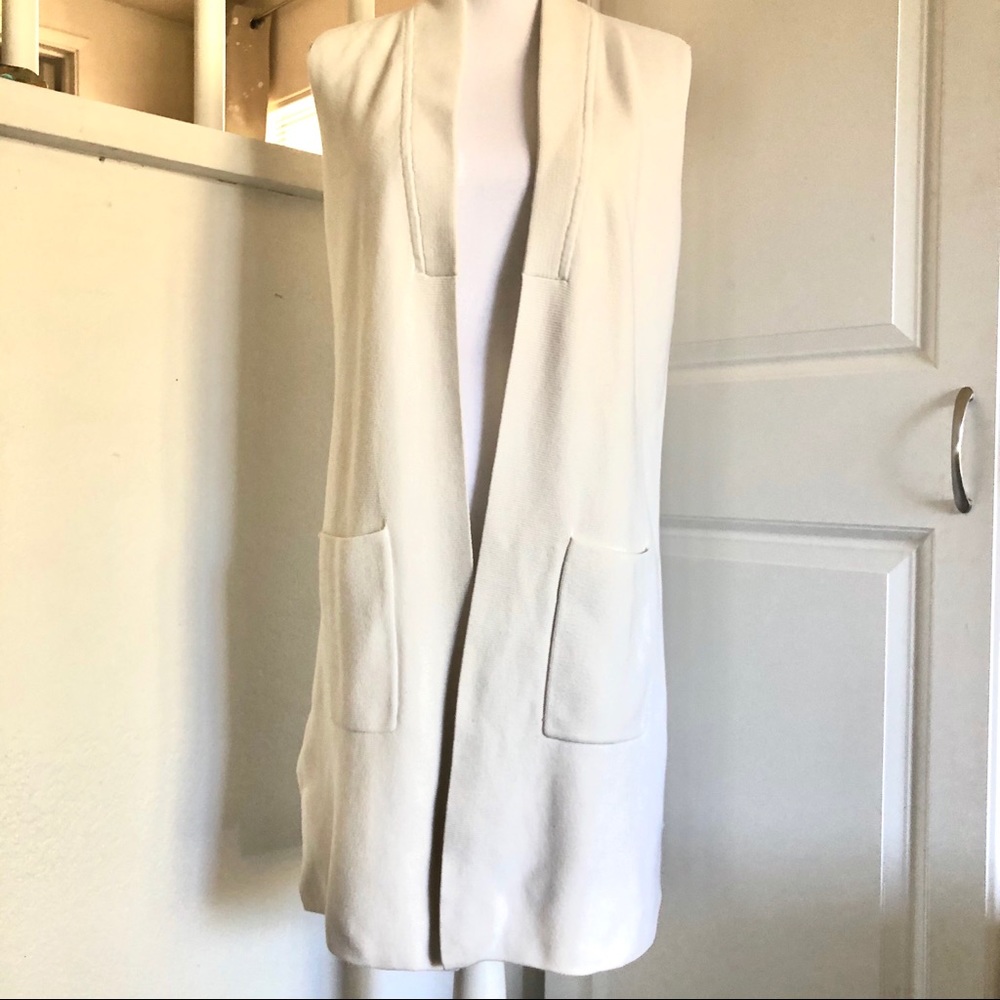 Ann Taylor | Cream Long Cardigan Sleeveless